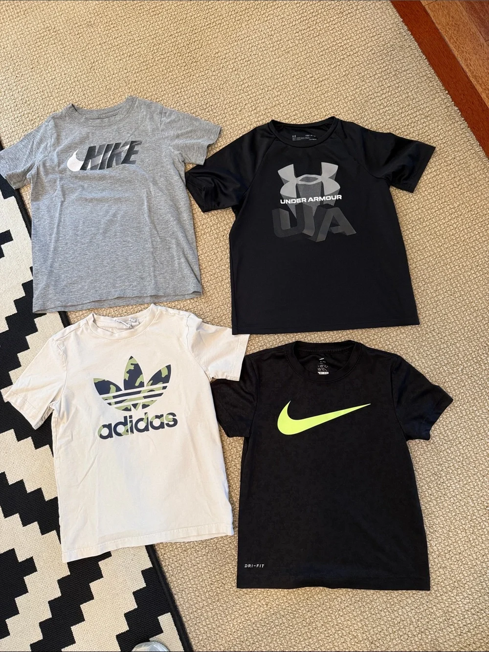 Nike Kids Black Tee with Neon Yellow Swoosh